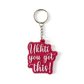 Roze sleutelhanger met motiverende boodschap van Ukhti You Got voor inspirerende ukhti